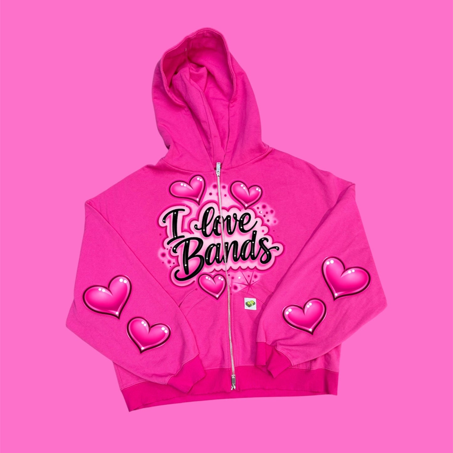 I love Bands zipper Hoodie